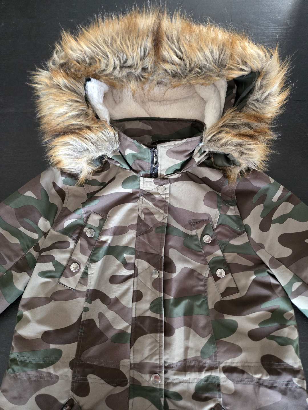 Camouflage Parka with Faux Fur Hood - photo 2