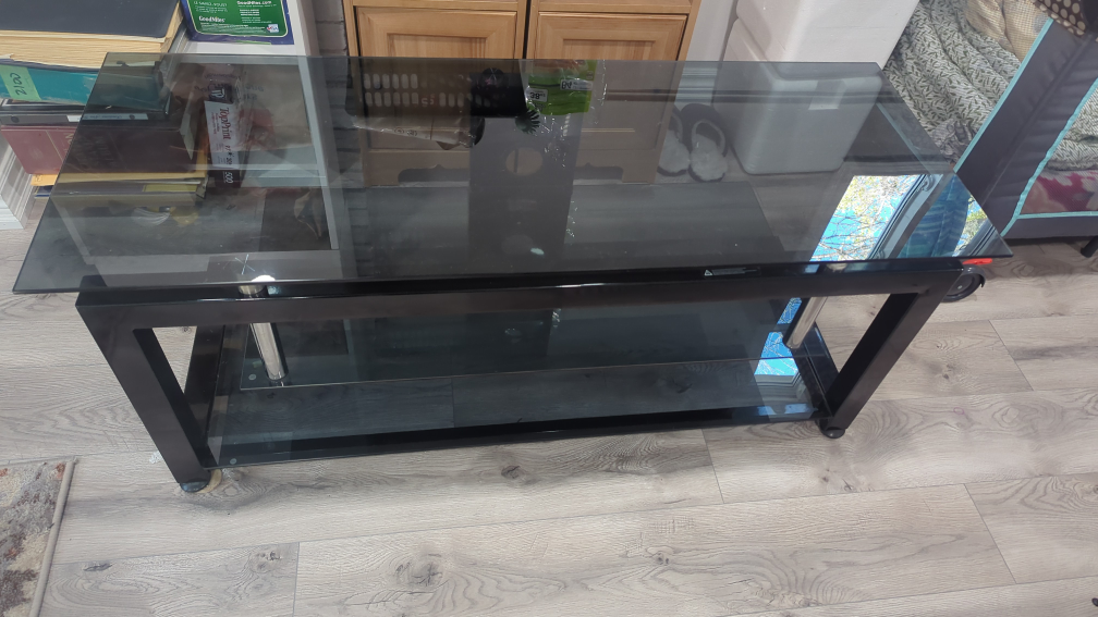 Black Glass TV Table