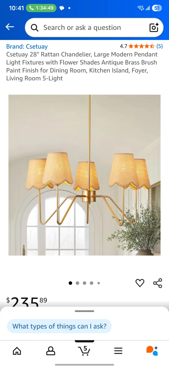 CSETUAY Flower Pendant Light - French Style image indicator(6)