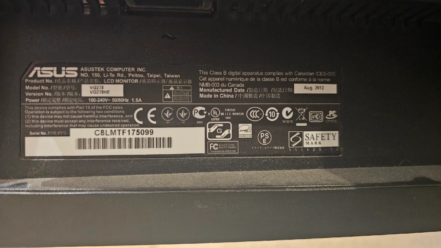 Monitor ASUS VG278HE 27" Gaming Monitor Full HD Excellent Cond image indicator(2)