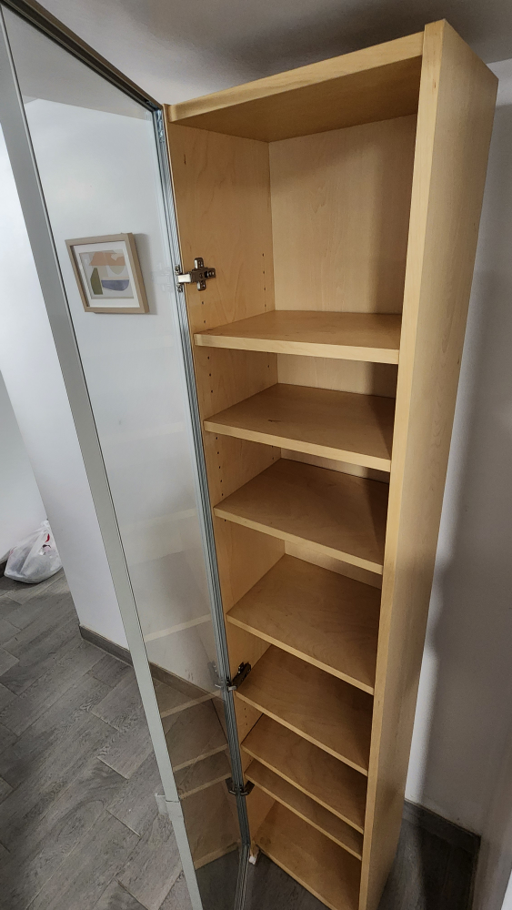Tall Wooden Shelf with Glass Door