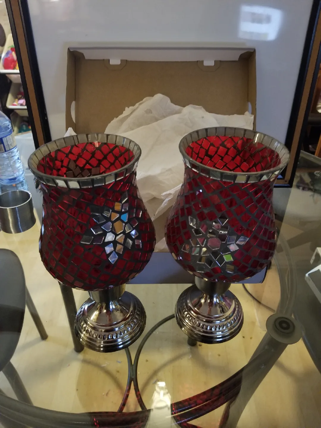 pair Red Mosaic large Candle Holders - Set of 2 image indicator(7)