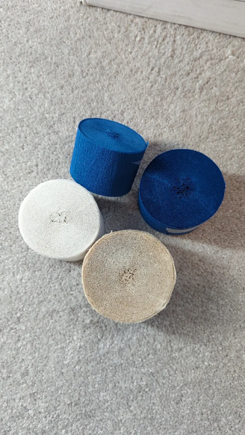 Crepe Paper Rolls - Blue, White, Beige