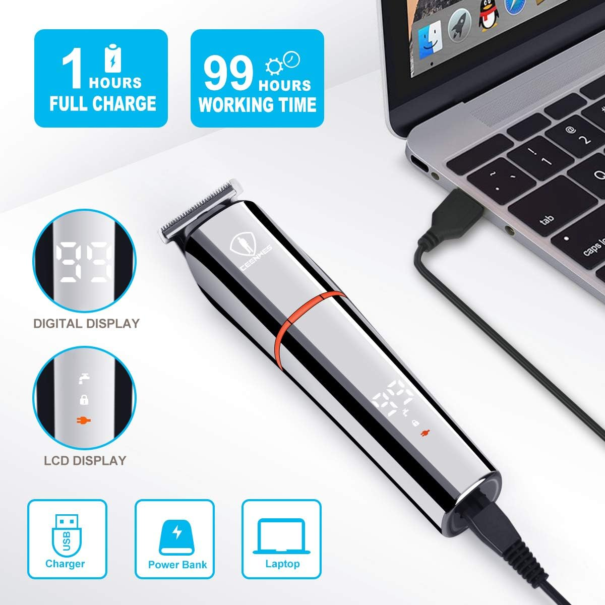 Ceenwes Beard Trimmer for Men 6 In 1 Hair Clippers Cordless - photo 4