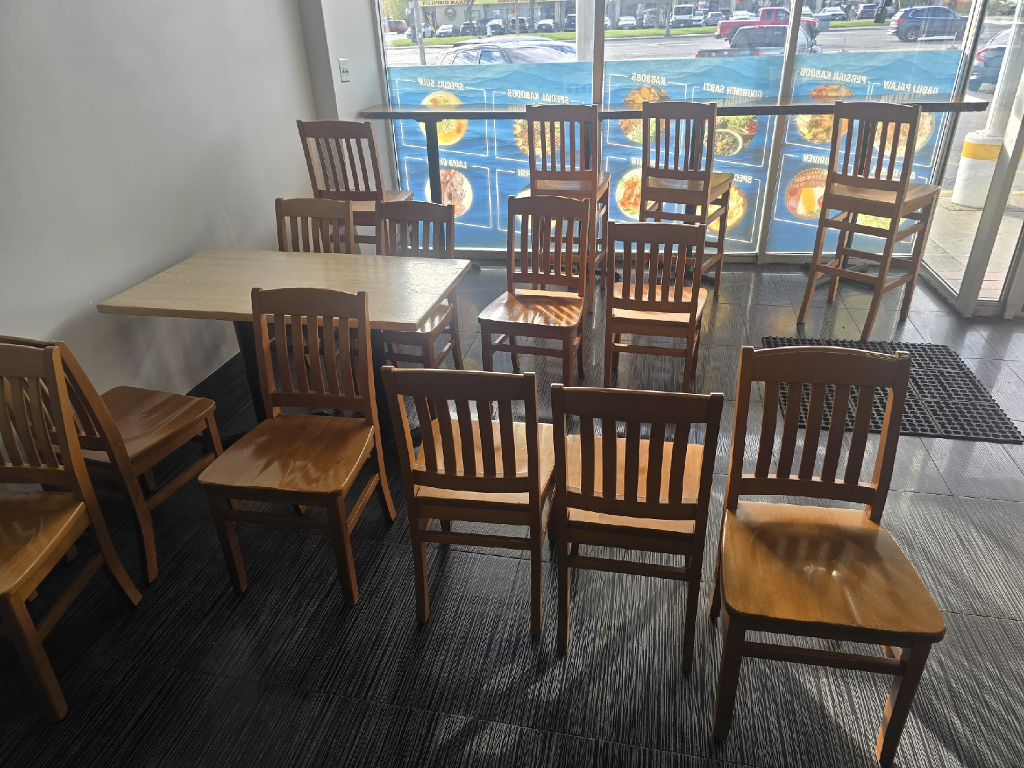 Wooden Restaurant Chairs - Set of 16 plus tables