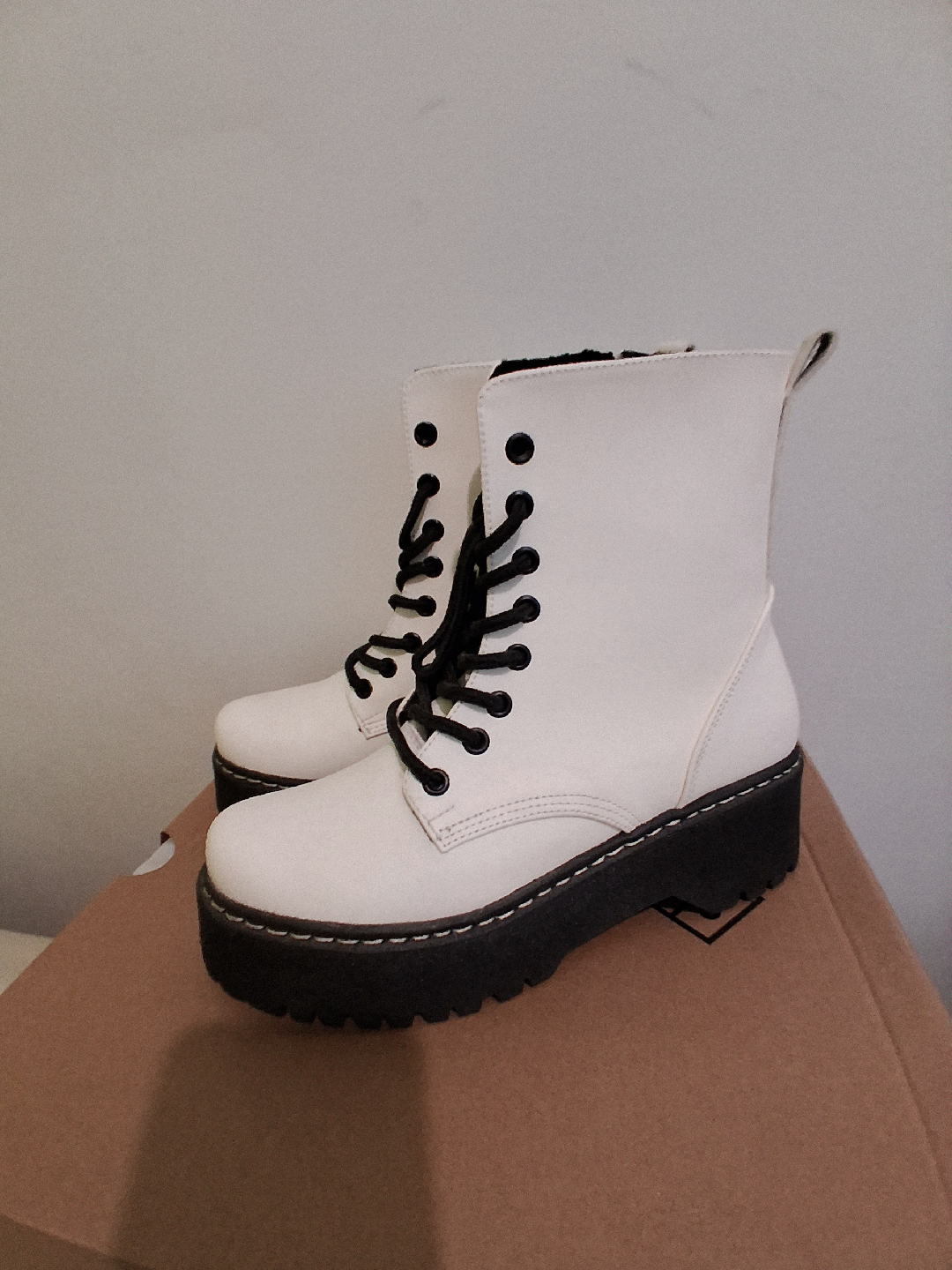 White Combat Boots - Size 6.5