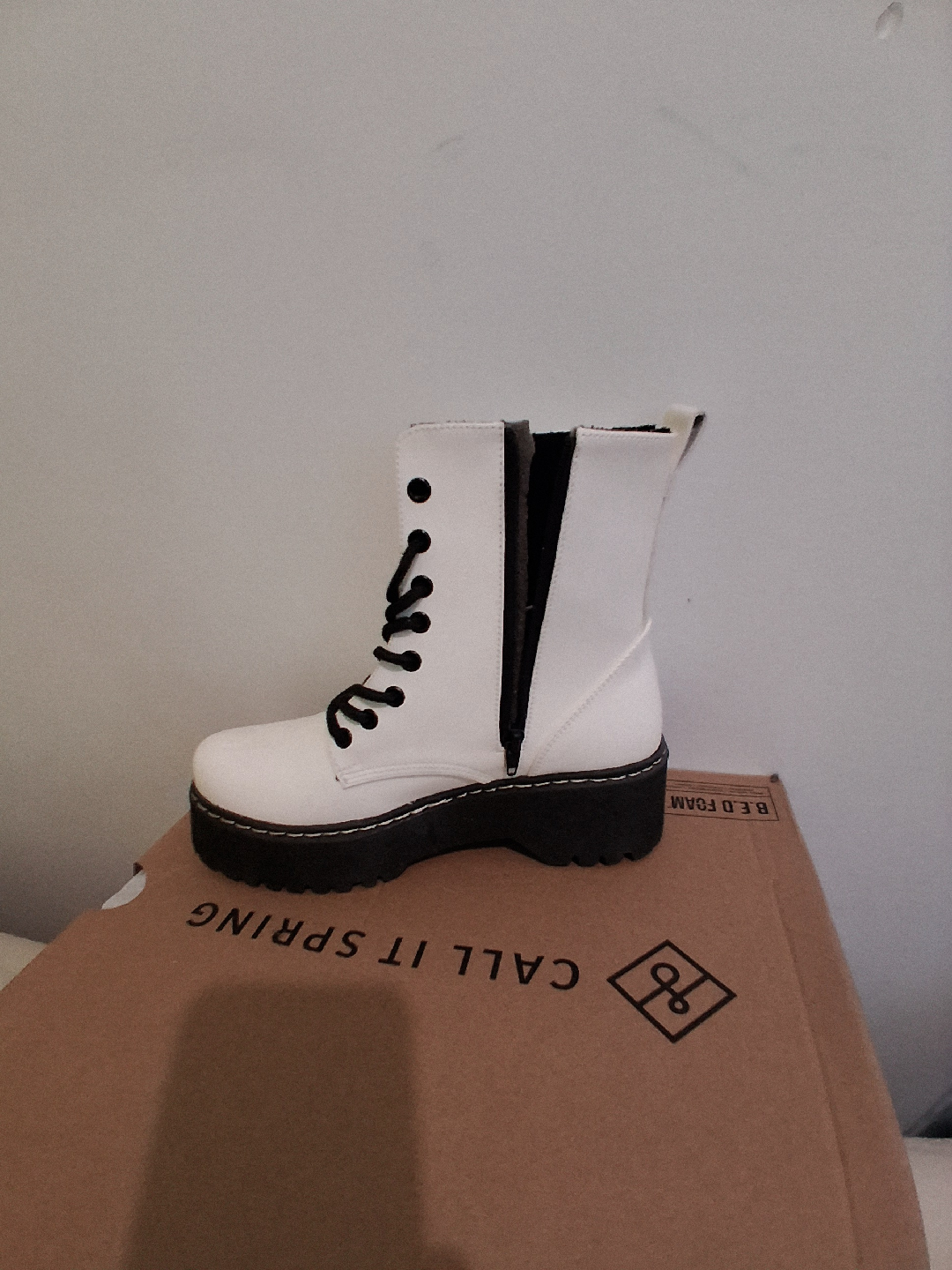 White Combat Boots - Size 6.5 - photo 2