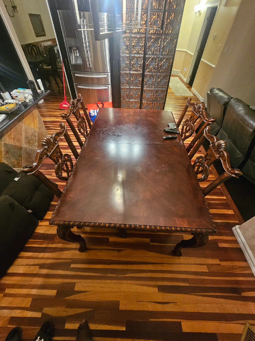 Ornate Wooden Dining Table with Chairs thumbnail