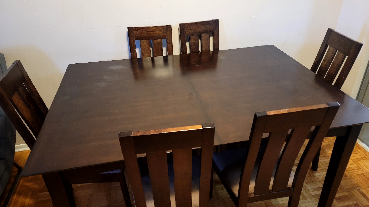 Dark Wood Dining Table with 6 Chairs - photo 2