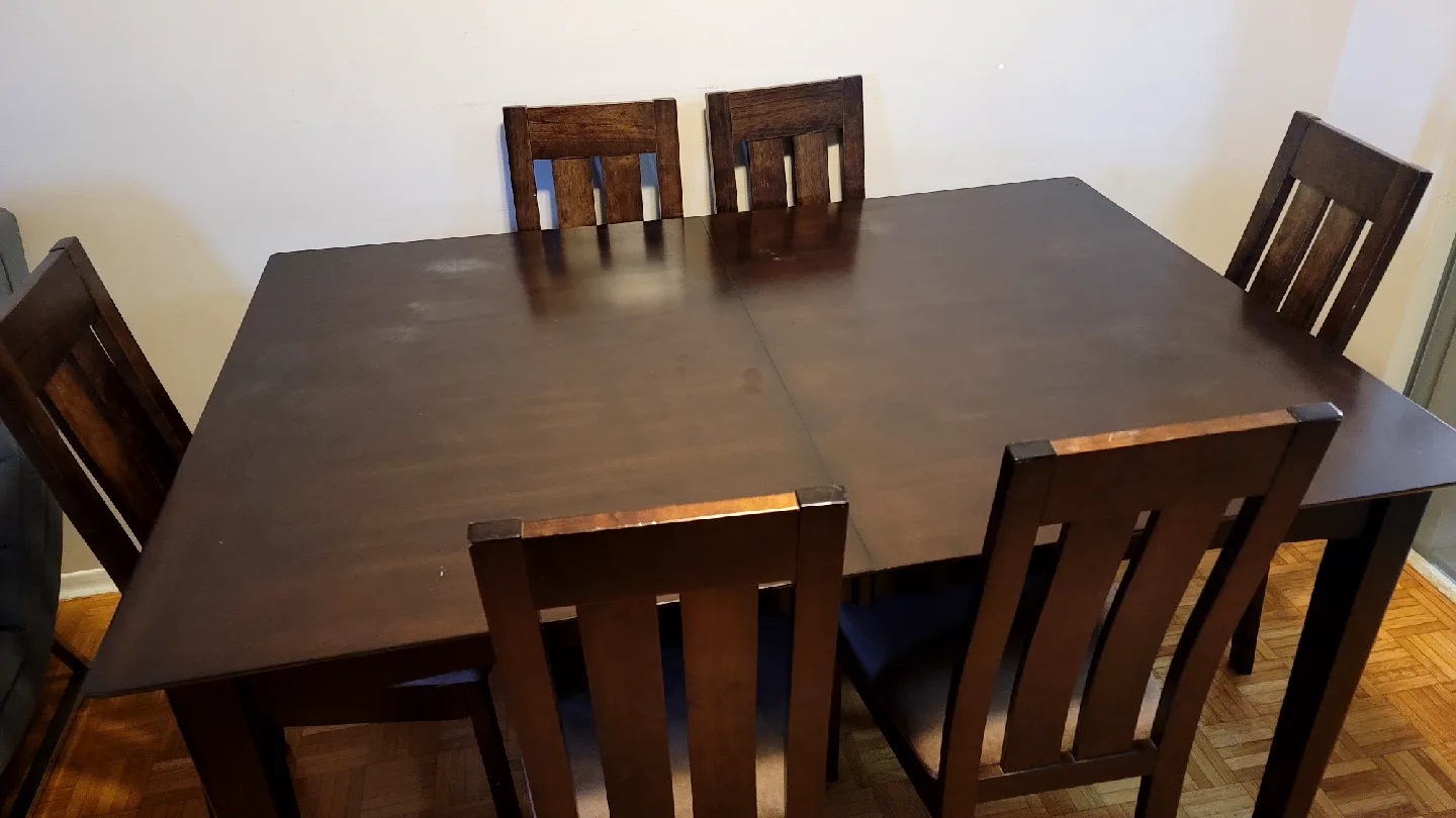Dark Wood Dining Table with 6 Chairs image indicator(2)