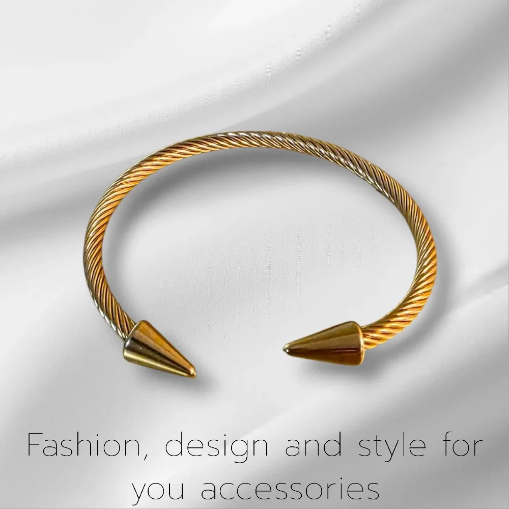 Gold Tone Spike Bangle Bracelet