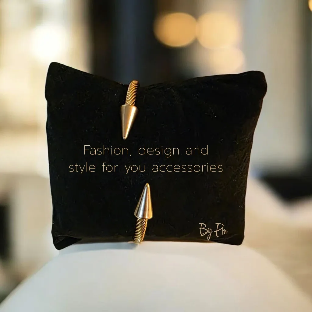 Gold Tone Spike Bangle Bracelet image indicator(2)