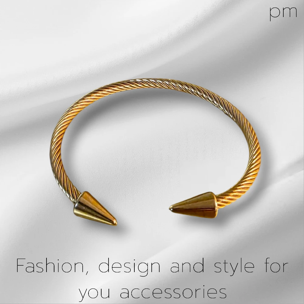 Gold Tone Spike Bangle Bracelet - photo 4