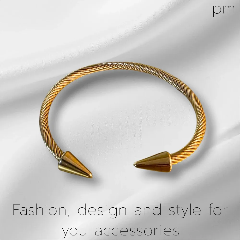 Gold Tone Spike Bangle Bracelet image indicator(4)