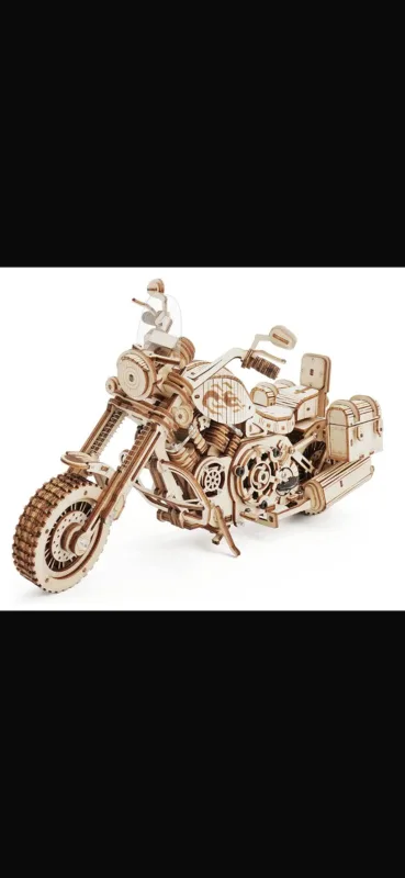 Wooden Motorcycle & Film Projector Model Kit
