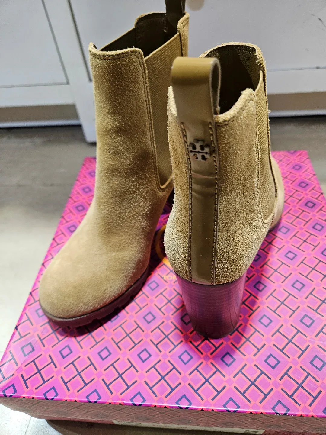 Tory Burch Suede Heeled Ankle Boots - Size 8 image indicator(3)