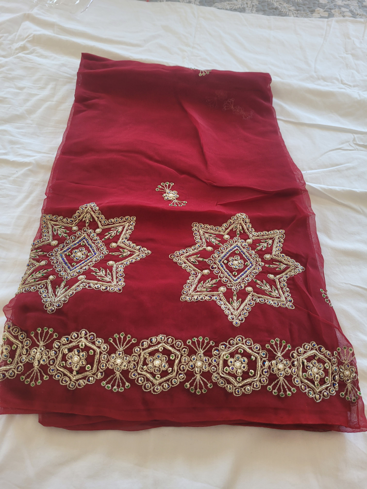Red Sari with Blouse - photo 2
