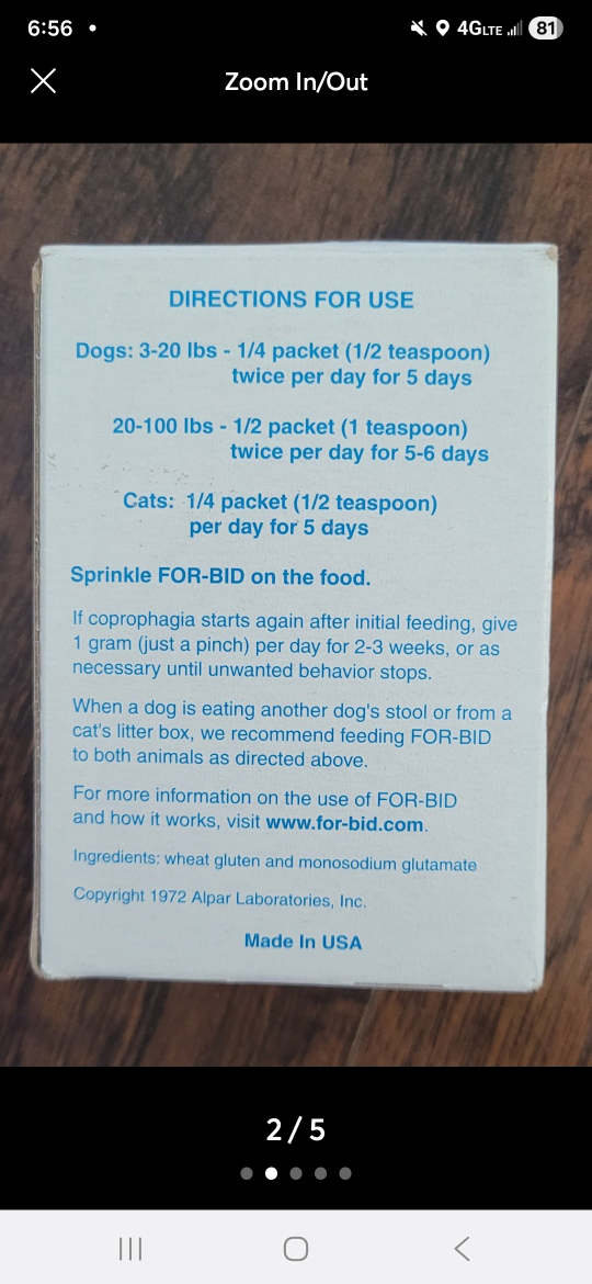 FOR-BID Coprophagia Deterrent for Animal Rations - photo 2
