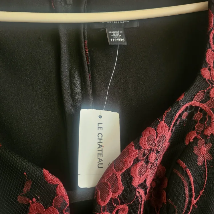 (NEW) Le Chateau Black & Burgundy Lace Dress image indicator(2)