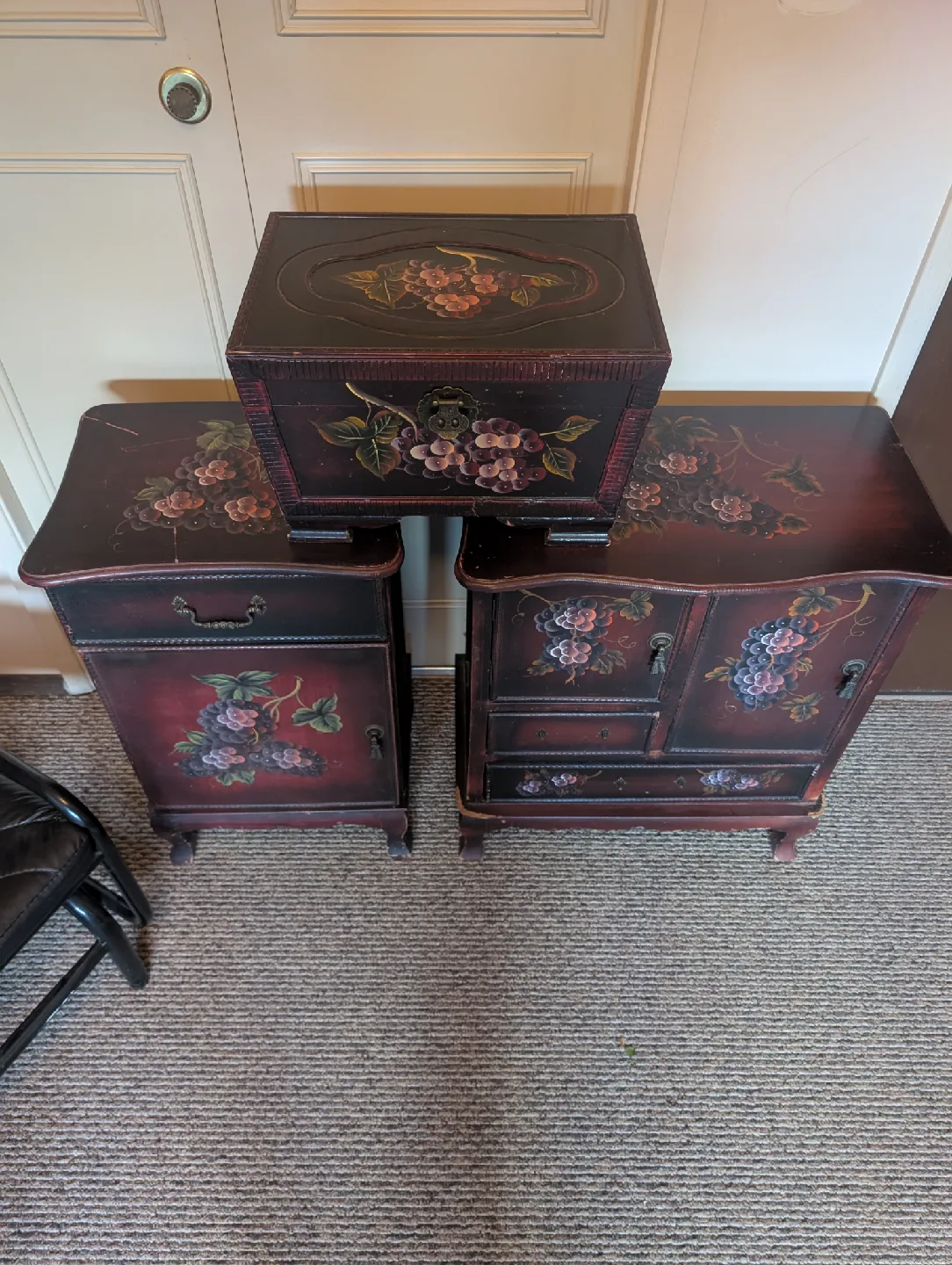 beautiful antique handcrafted and painted wardrobe set