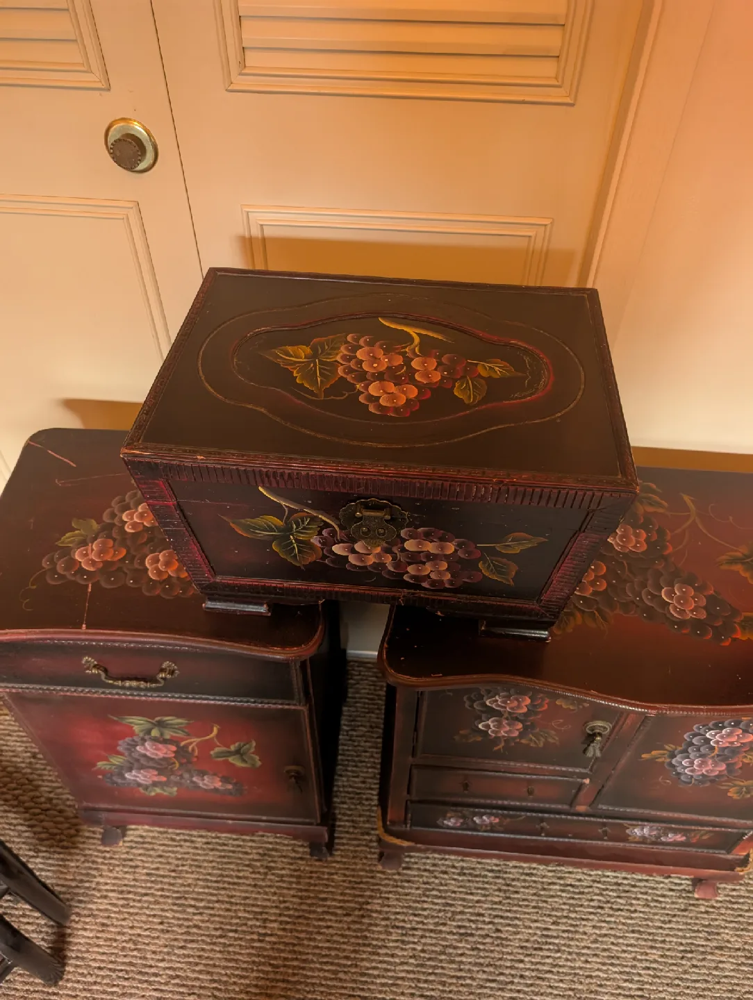 beautiful antique handcrafted and painted wardrobe set image indicator(2)