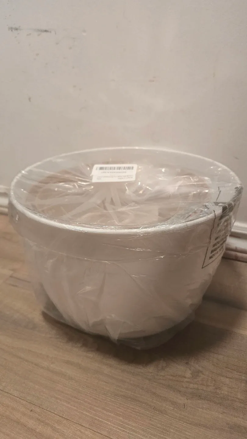 New 12-inch Self Watering Bowl - White with Brown image indicator(2)