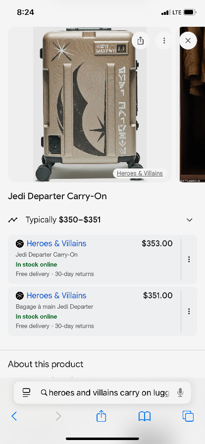 Heroes & Villains Star Wars Jedi Departer Carry-On Luggage