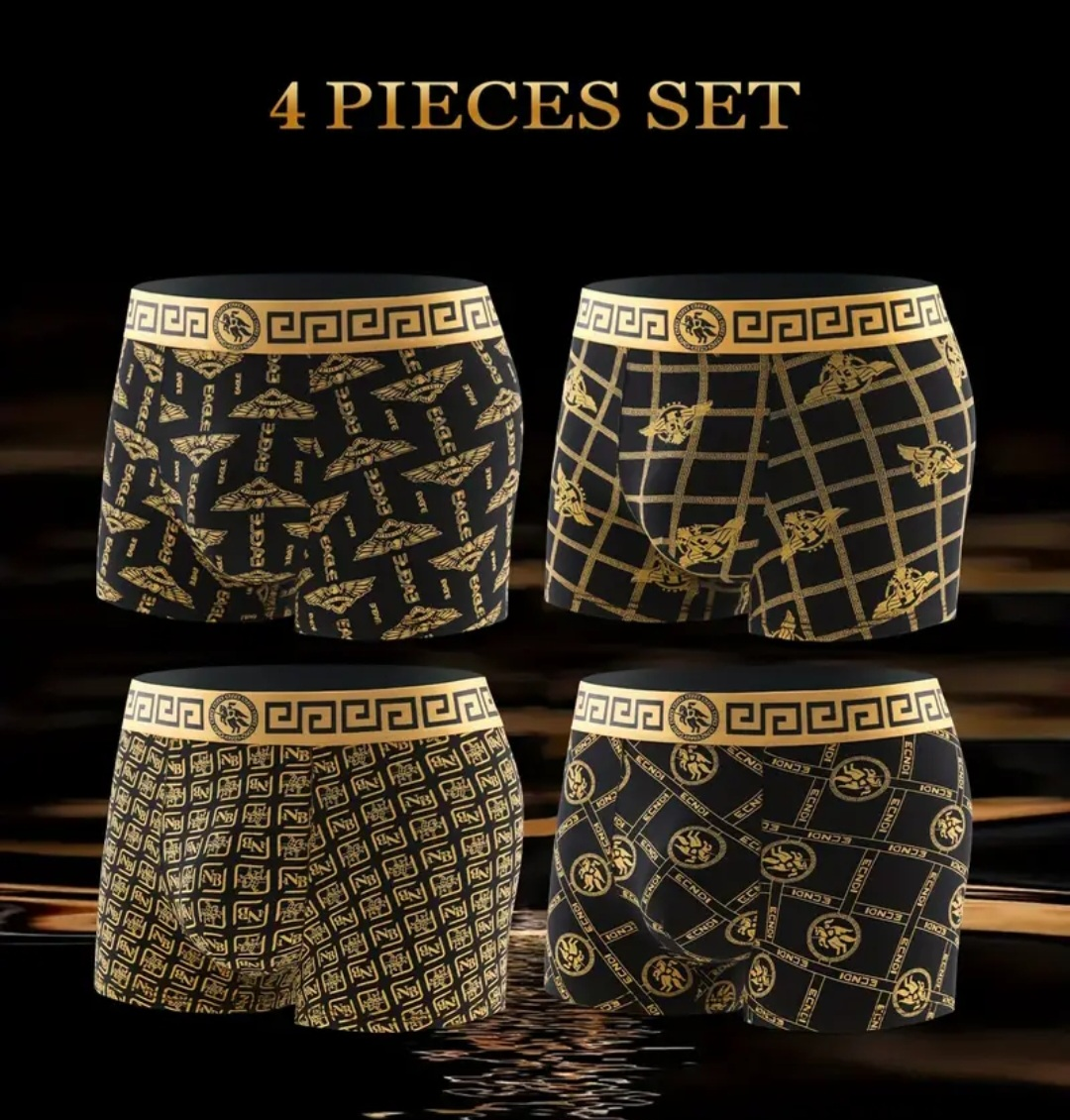New 4pcs Black & Gold Men's Boxer Briefs - Size XL✨️🩲
