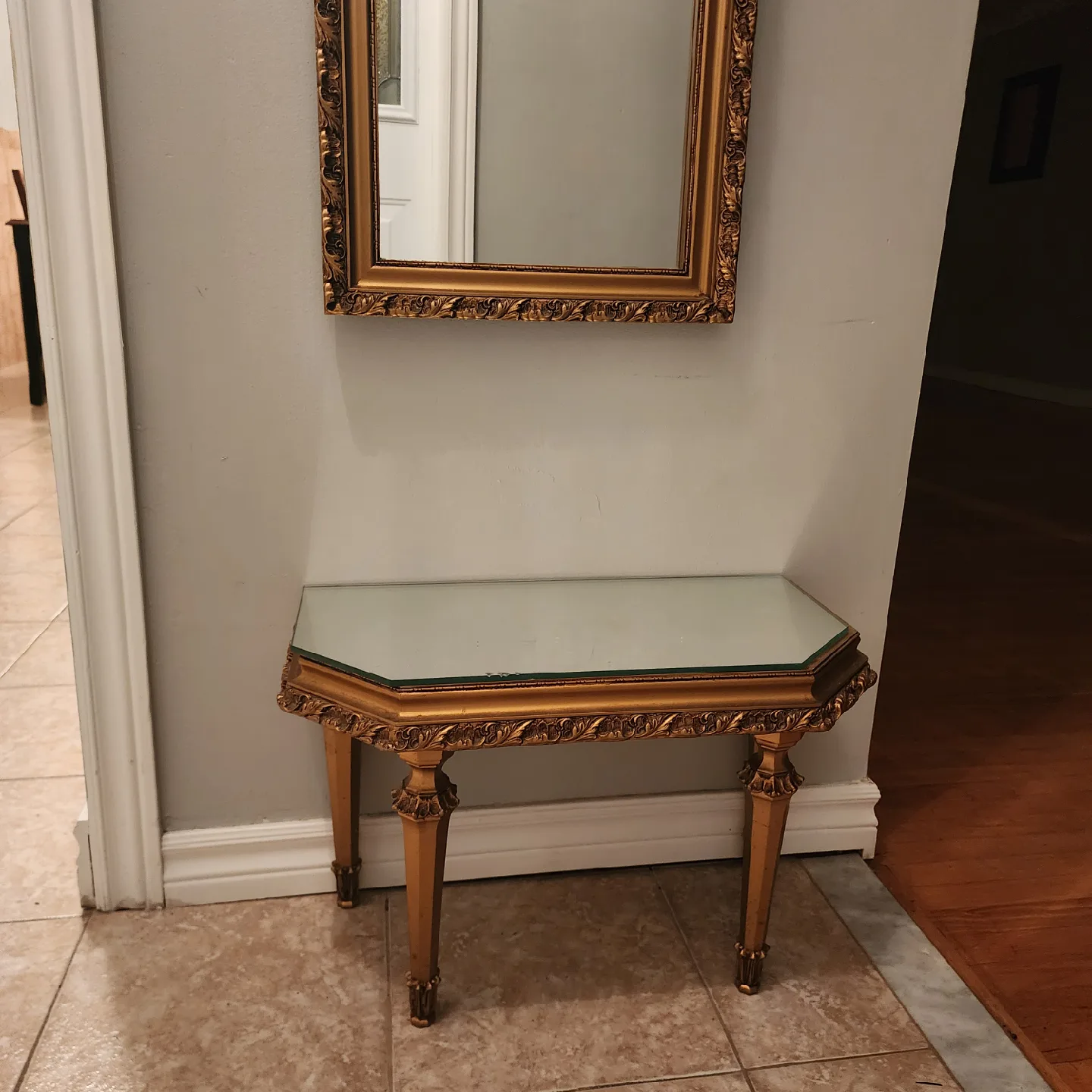 Ornate Gold Framed Mirror and Bench Set image indicator(4)