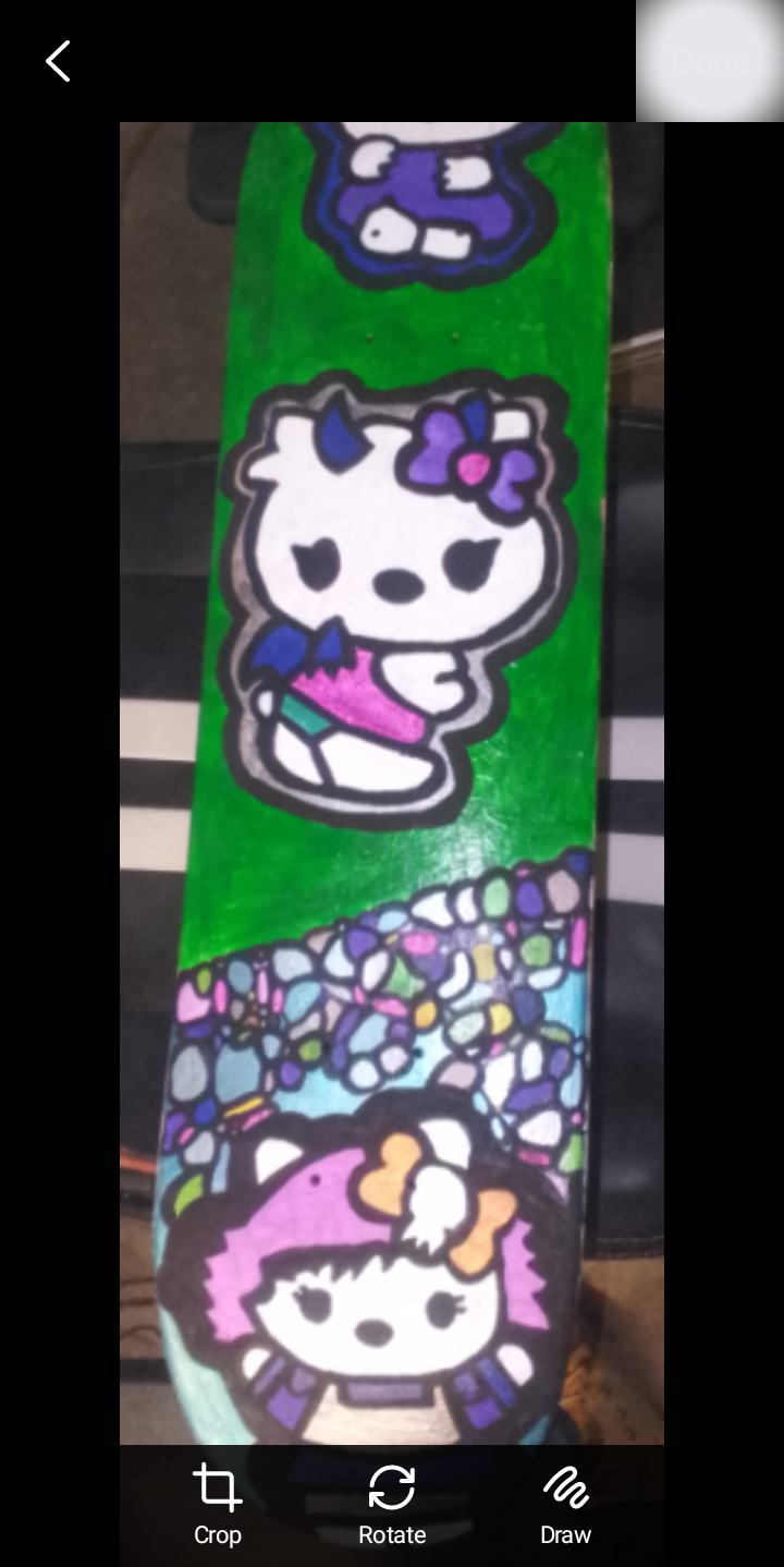 Hand-Painted Hello Kitty Skateboard Deck