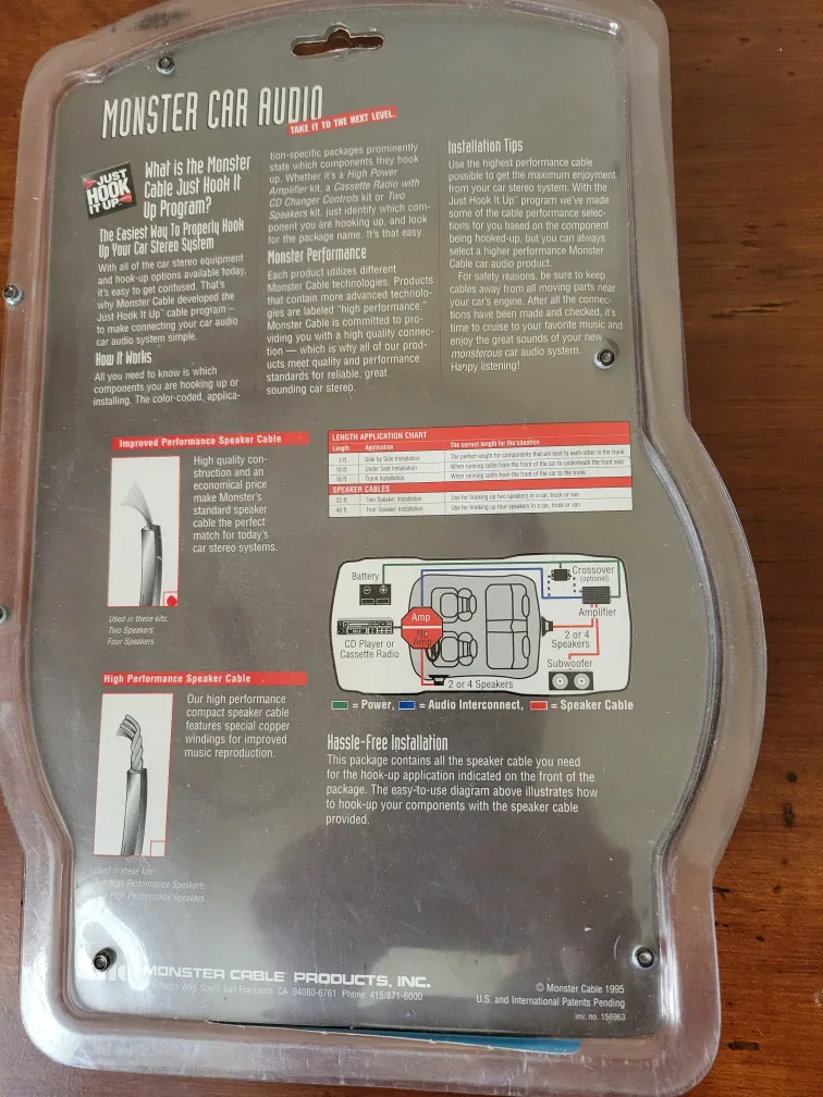 Monster Car Audio Speaker Cable - New