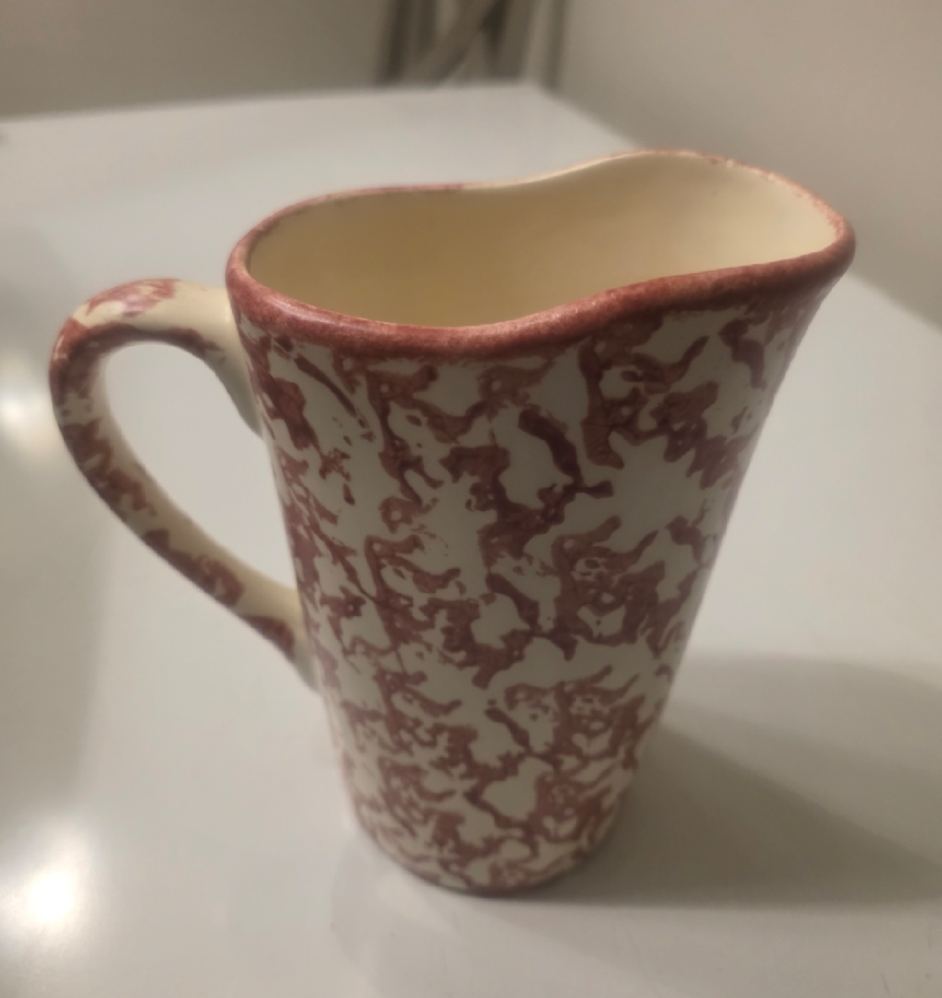 Vintage Cream and Red Pitcher