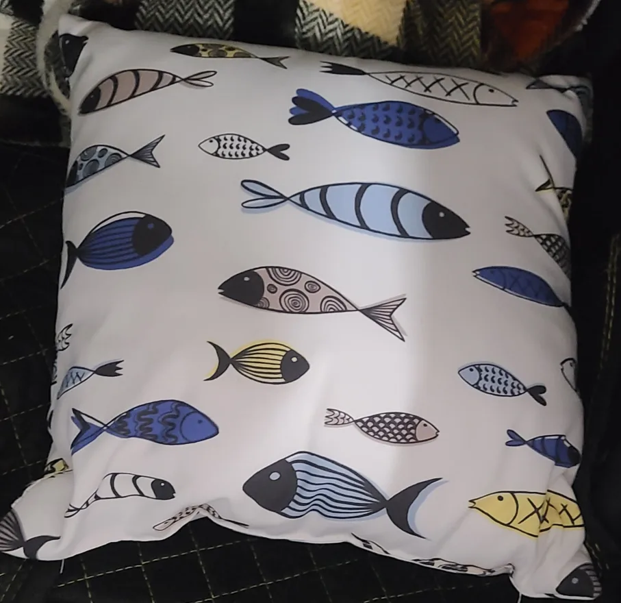 Fish Print Throw Pillow 🧡 thumbnail