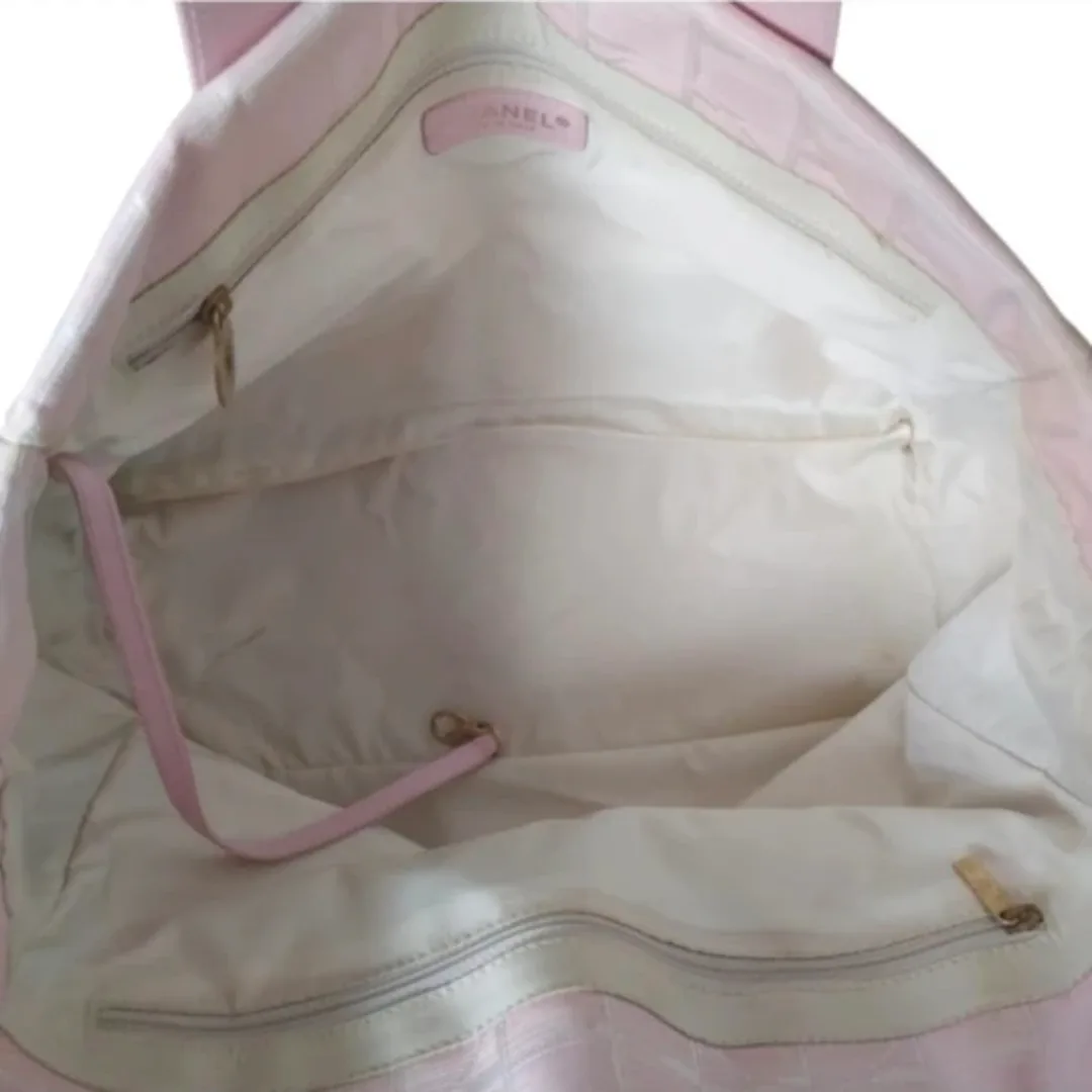 Chanel Pink Nylon CC Travel Line Tote Bag image indicator(3)