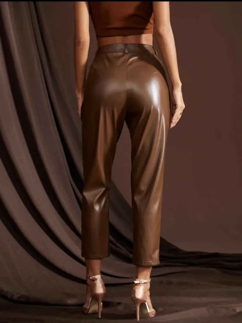 High waist PU leather pants size S image indicator(2)