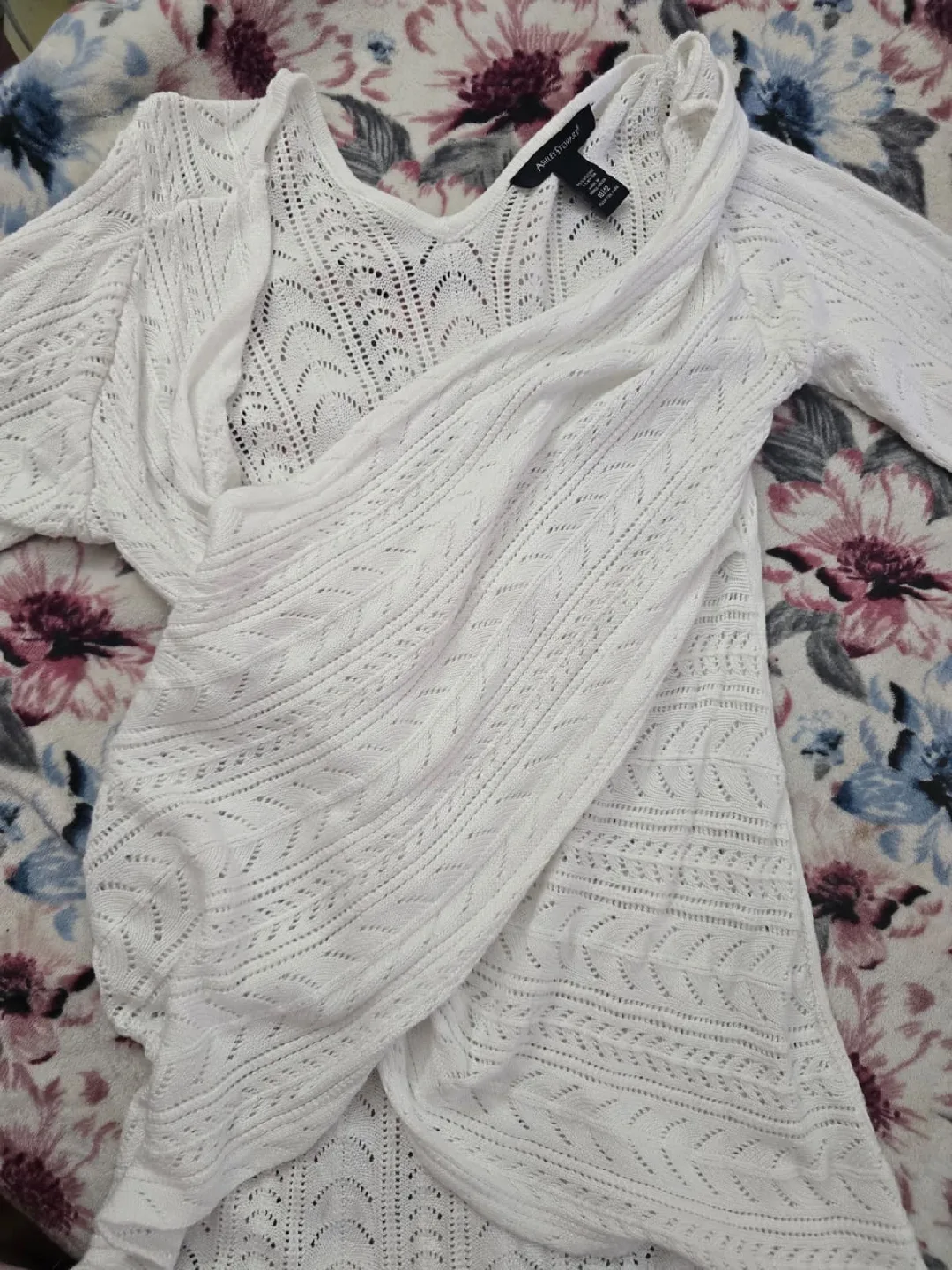 Ashley Stewart White Knit Cardigan Size 10/12 thumbnail