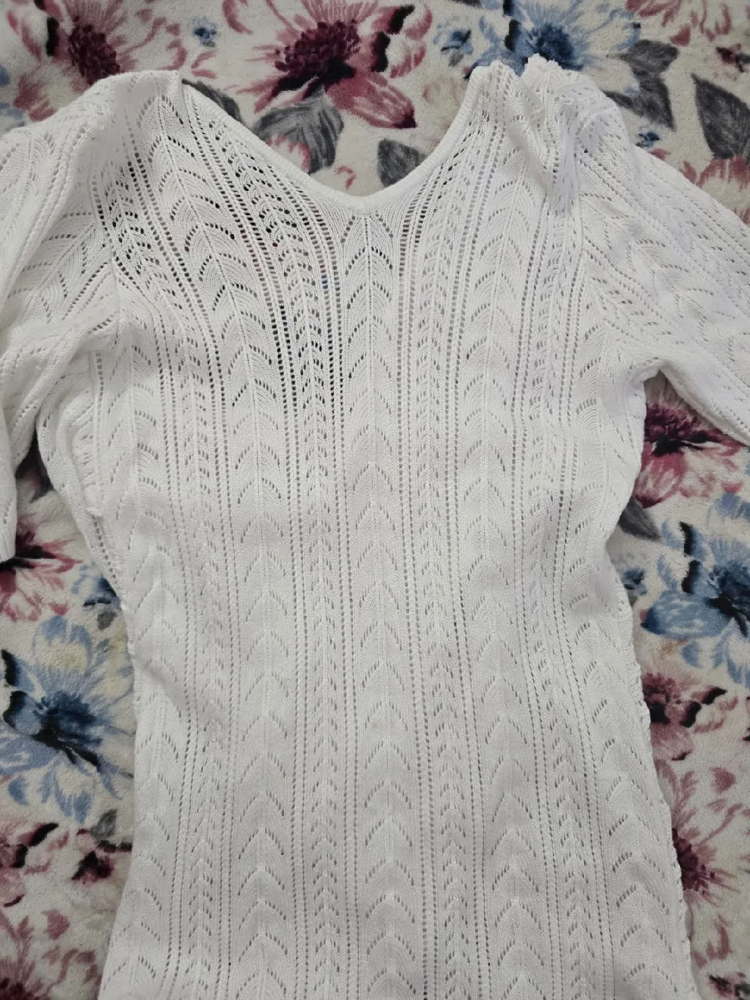 Ashley Stewart White Knit Cardigan Size 10/12 image indicator(3)