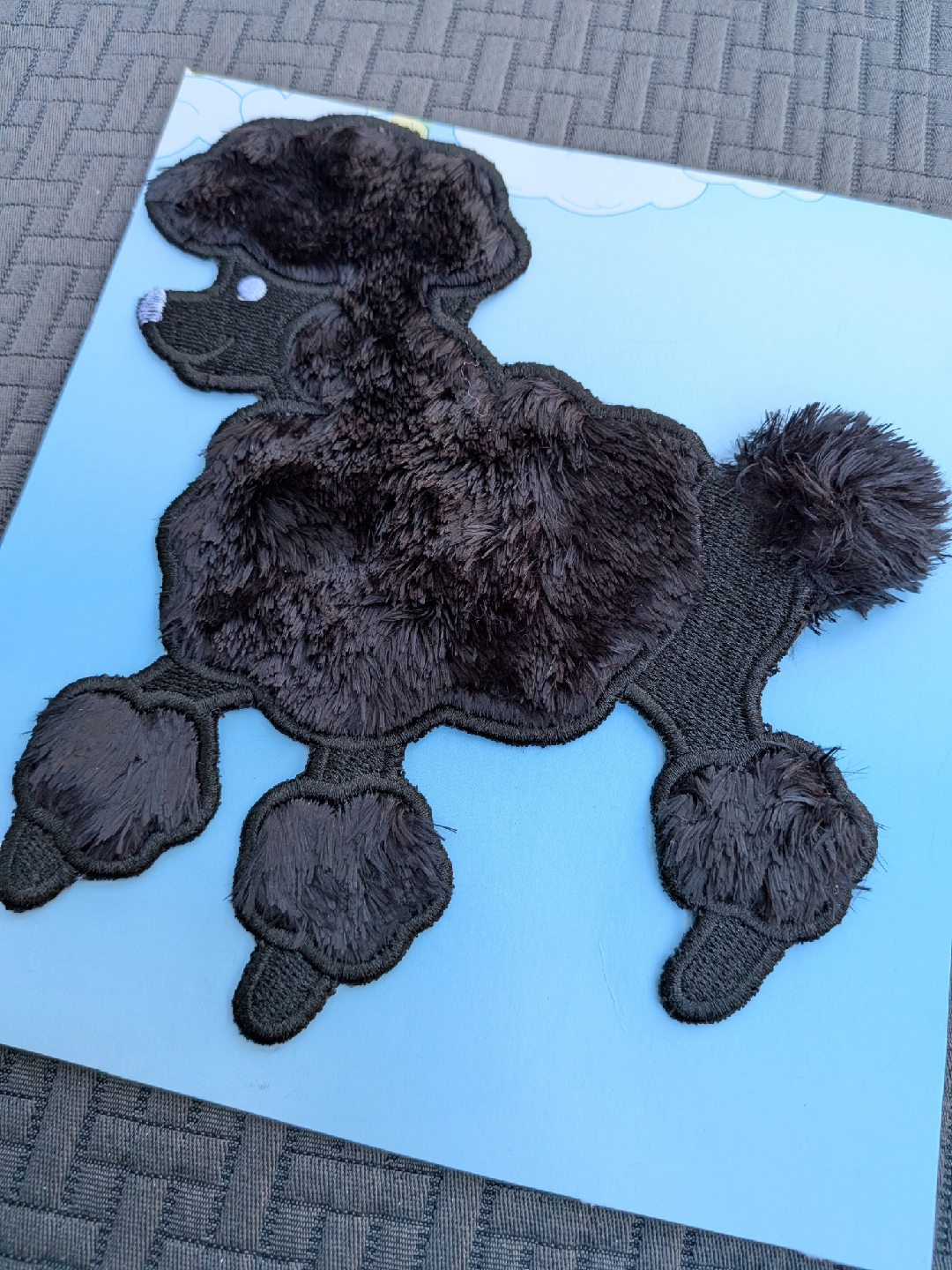 Large vintage black poodle textured applique 7" x 6" - photo 2