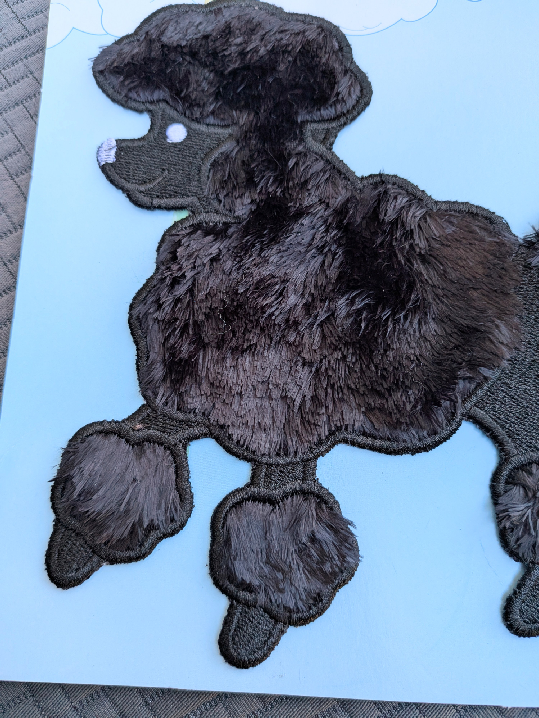 Large vintage black poodle textured applique 7" x 6" - photo 4