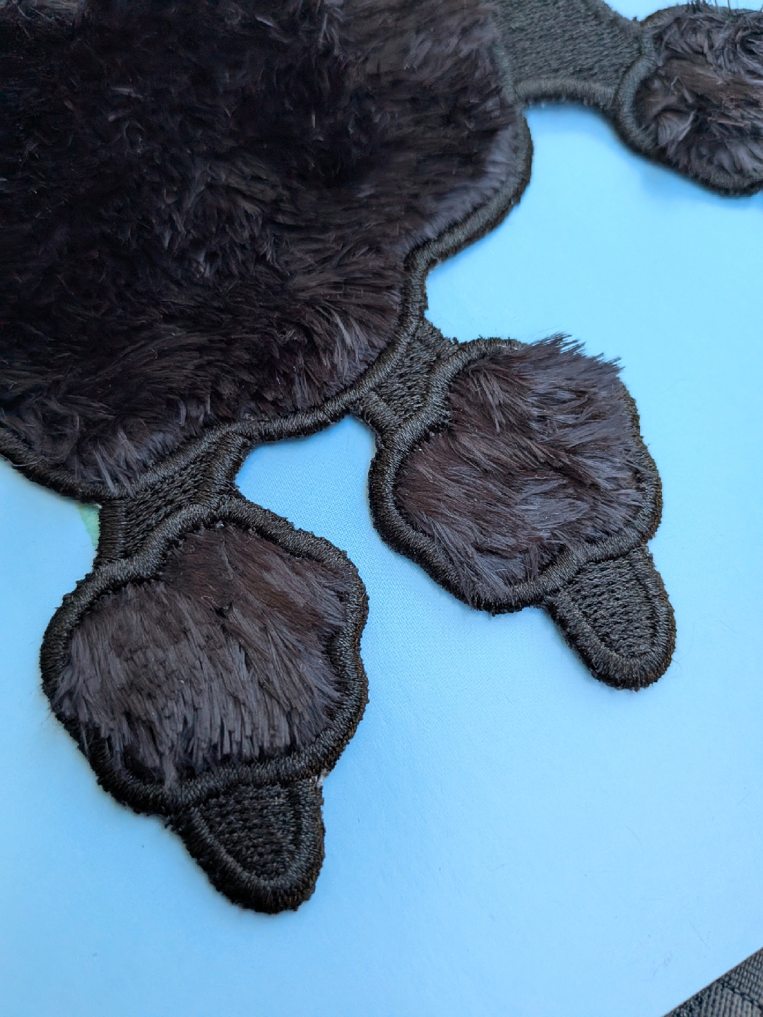 Large vintage black poodle textured applique 7" x 6" - photo 5