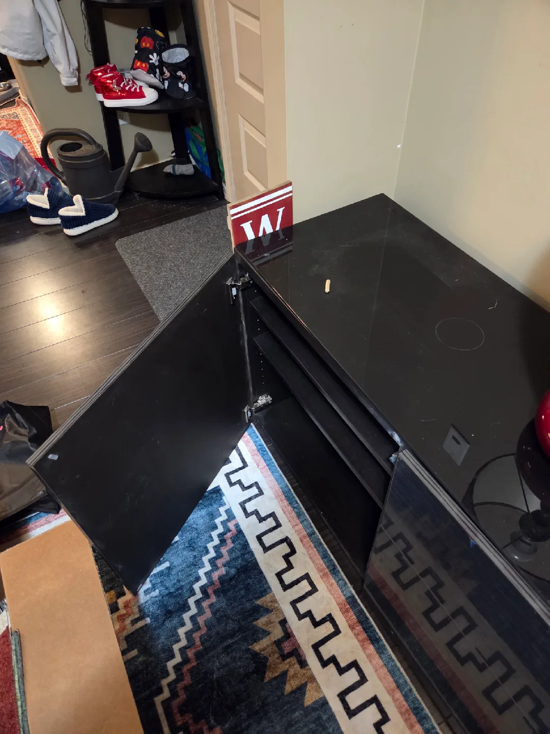 Black TV stand with storage