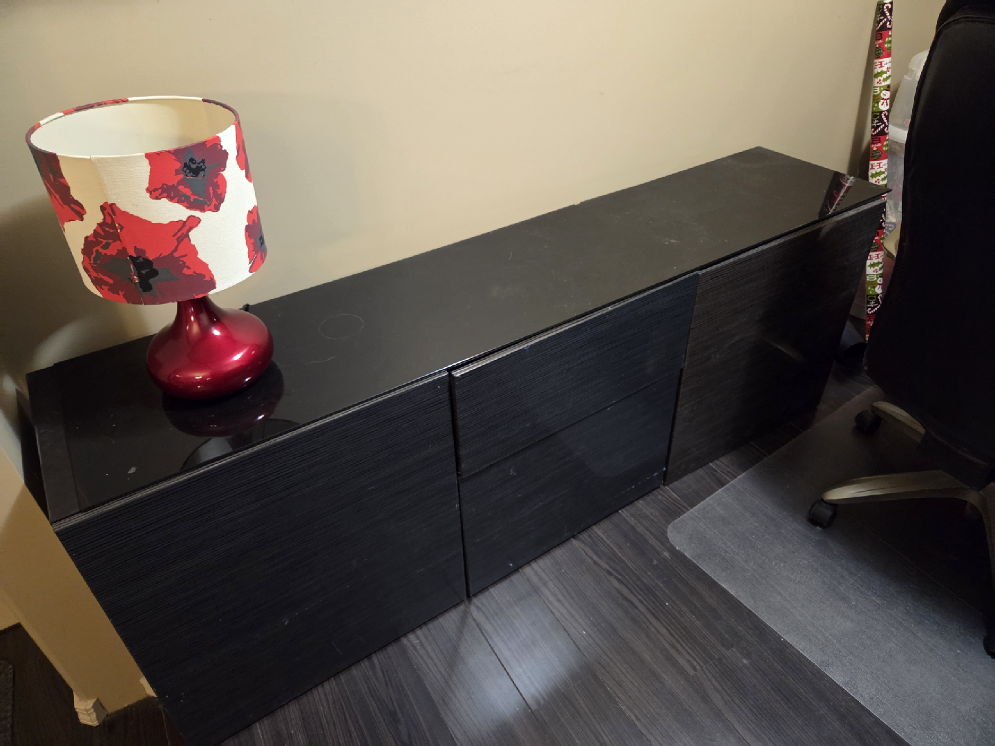 Black TV stand with storage - photo 3