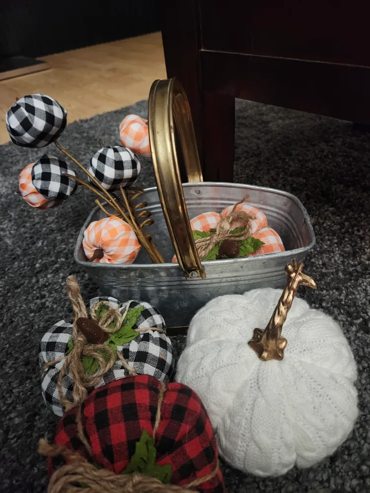Fall-themed Decorative Pumpkins & Galvanized Pot thumbnail