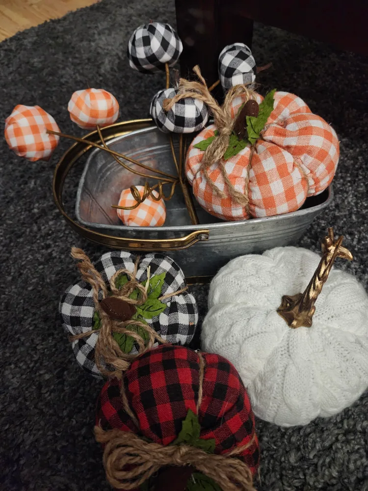Fall-themed Decorative Pumpkins & Galvanized Pot image indicator(3)