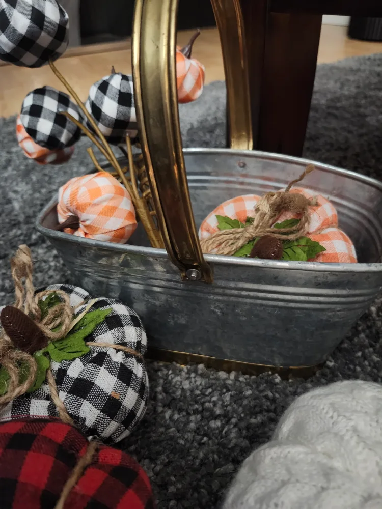 Fall-themed Decorative Pumpkins & Galvanized Pot image indicator(4)