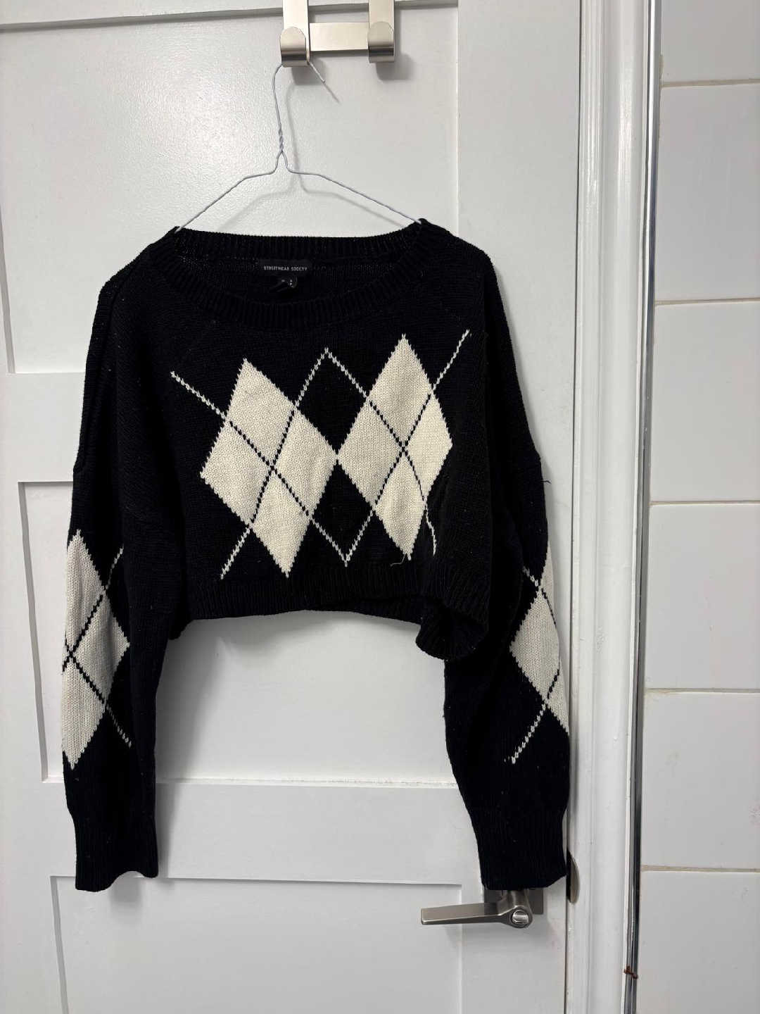 Streetwear Society Black Argyle Sweater