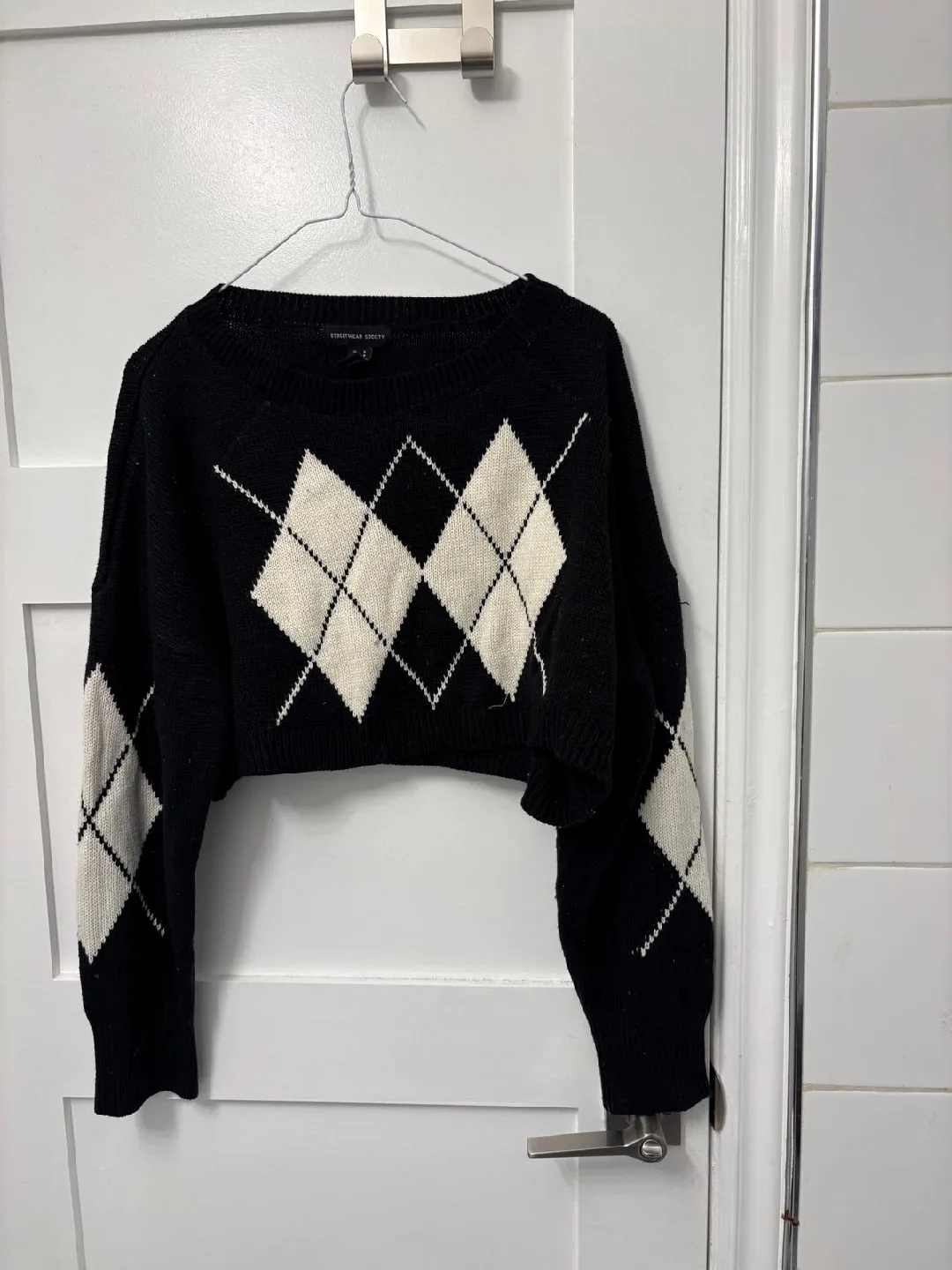 Streetwear Society Black Argyle Sweater thumbnail