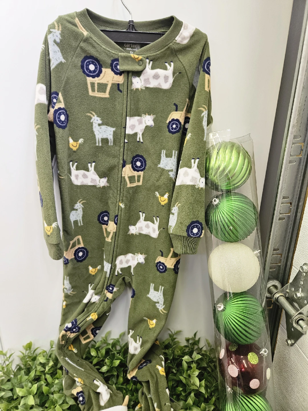 Carter's 5T Green Farm Animal Fleece Pajamas