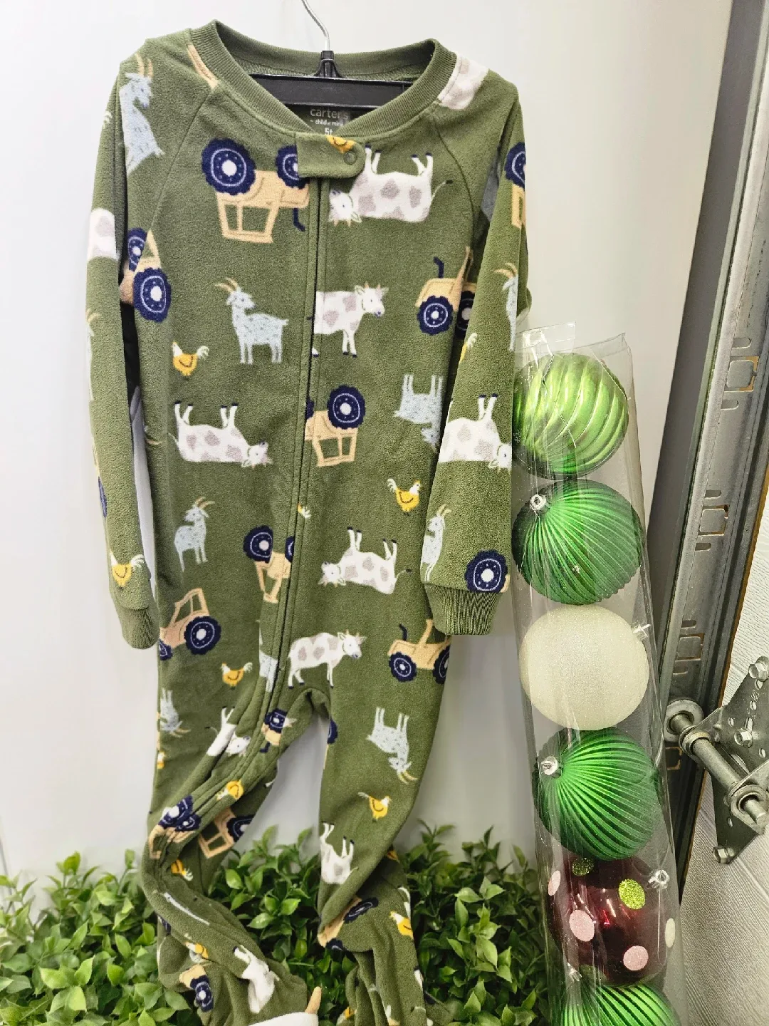 Carter's 5T Green Farm Animal Fleece Pajamas thumbnail