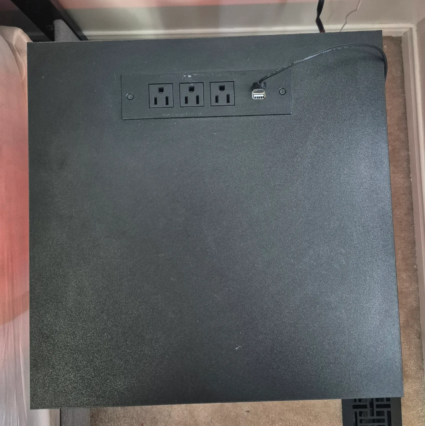 Black Nightstand with LED and USB Ports image indicator(2)